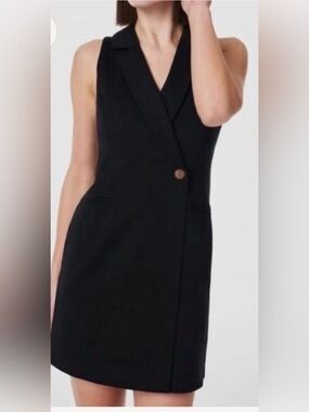 NWT SPANX Classic Ponte Sleeveless Black Tailored Blazer Dress